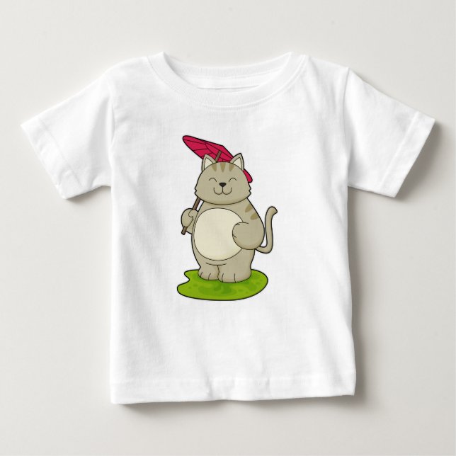 Cat with  Umbrella Baby T-Shirt (Front)