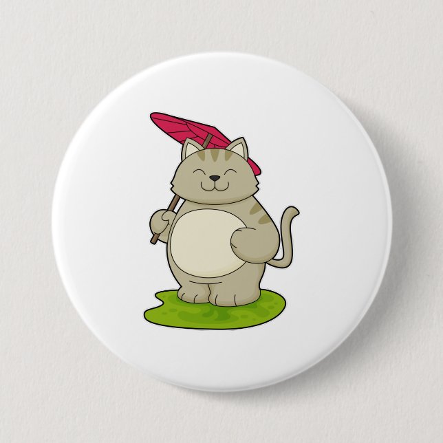 Cat with  Umbrella Button (Front)