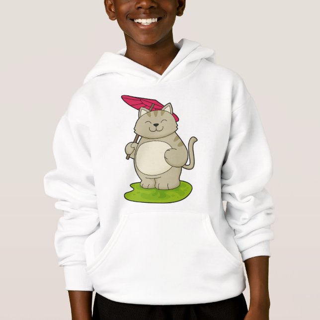Cat with  Umbrella Hoodie (Front)