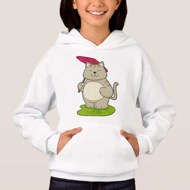Cat with  Umbrella Hoodie (Front)
