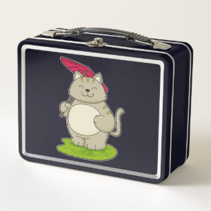 Cat with Umbrella Metal Lunch Box