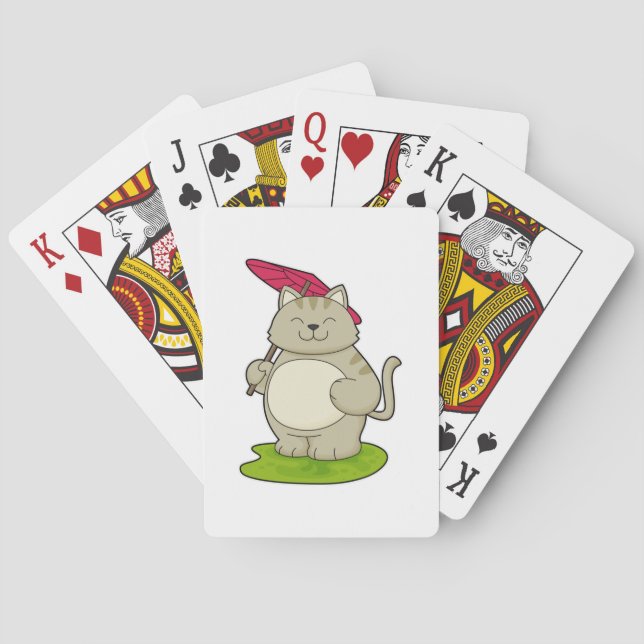 Cat with  Umbrella Poker Cards (Back)