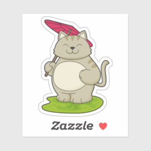 Cat with  Umbrella Sticker