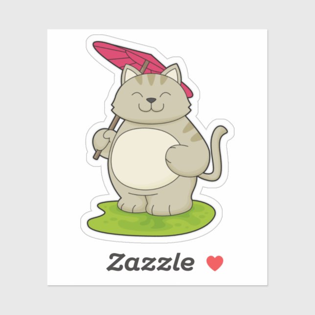 Cat with  Umbrella Sticker (Sheet)