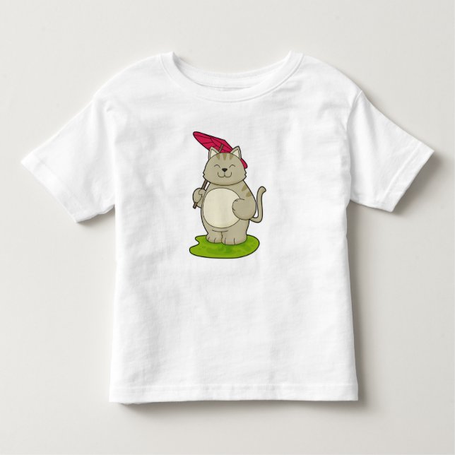 Cat with  Umbrella Toddler T-shirt (Front)