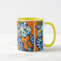 Cat With Violin by Louis Wain Cup