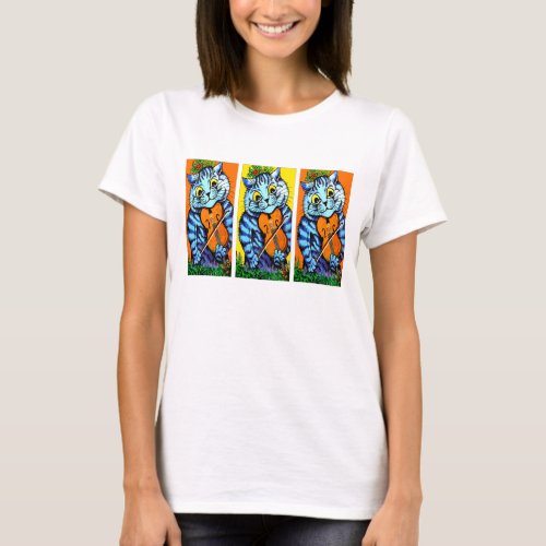 Cat With Violin by Louis Wain T_Shirt