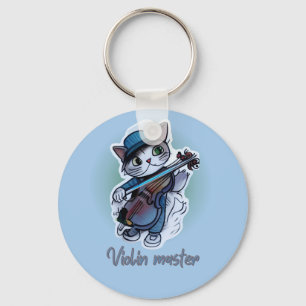 Cat with violin  T-Shirt Keychain