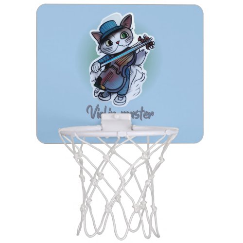 Cat with violin  T_Shirt Mini Basketball Hoop