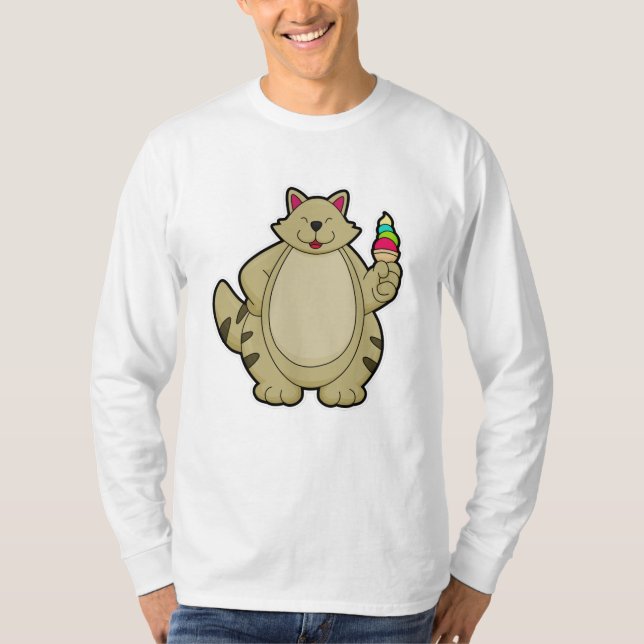 Cat with Waffle ice cream T-Shirt (Front)