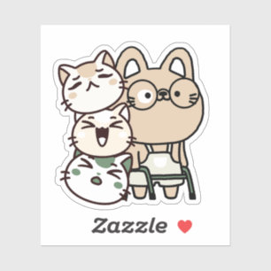 Cat with Walker and Joyful Cat Squad Sticker