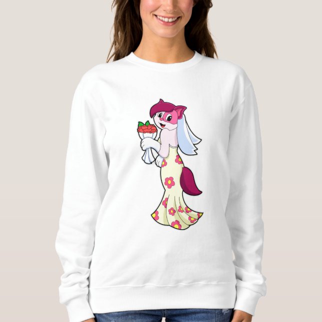 Cat with Wedding dress & Bunch of Flower Sweatshirt (Front)