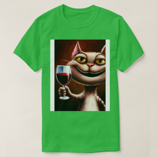 Cat with Wine 2 T-Shirt (Design Front)