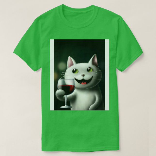 Cat with Wine 3 T-Shirt (Design Front)