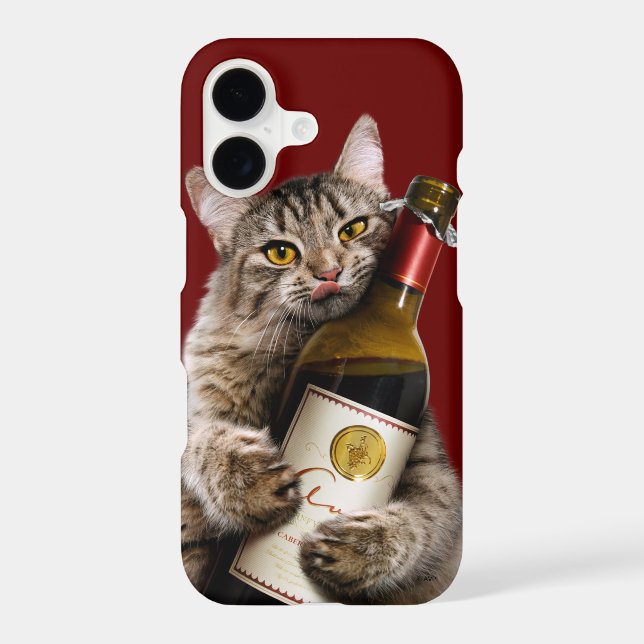 Cat With Wine Bottle Iphone Case (Back)