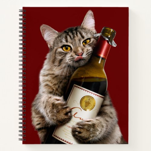 Cat With Wine Bottle Notebook