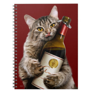 Cat With Wine Bottle Notebook