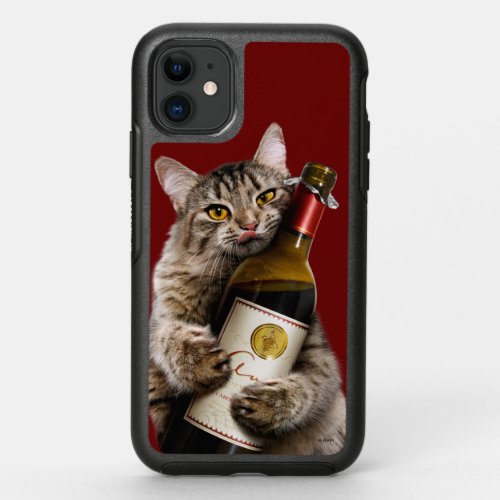 Cat With Wine Bottle OtterBox Symmetry iPhone 11 Case
