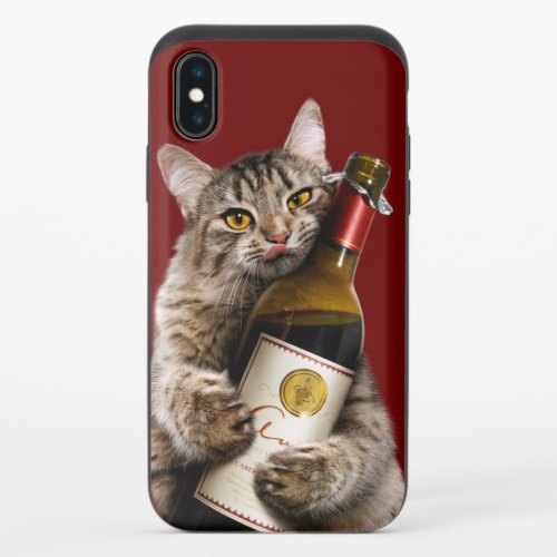 Cat With Wine Bottle iPhone X Slider Case