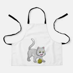 Cat with Wool yarn ball Apron