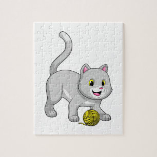 Cat with Wool yarn ball Jigsaw Puzzle