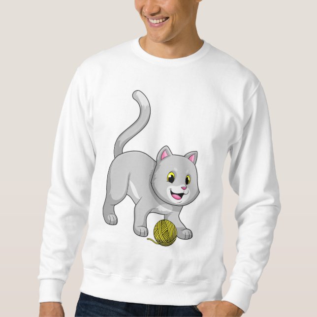 Cat with Wool yarn ball Sweatshirt (Front)