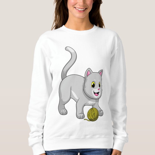 Cat with Wool yarn ball Sweatshirt (Front)