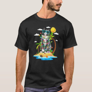Cat With Xmas Lights Summer Vibes Christmas In Jul T-Shirt