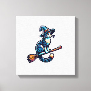 Cat Wizard Halloween Witch Mystical Cat Lovers Hal Canvas Print