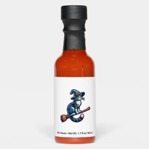 Cat Wizard Halloween Witch Mystical Cat Lovers Hal Hot Sauces