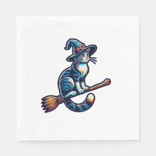 Cat Wizard Halloween Witch Mystical Cat Lovers Hal Napkins