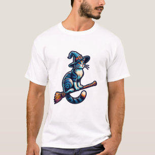 Cat Wizard Halloween Witch Mystical Cat Lovers Hal T-Shirt
