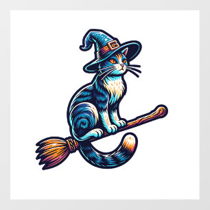 Cat Wizard Halloween Witch Mystical Cat Lovers Hal Wall Decal