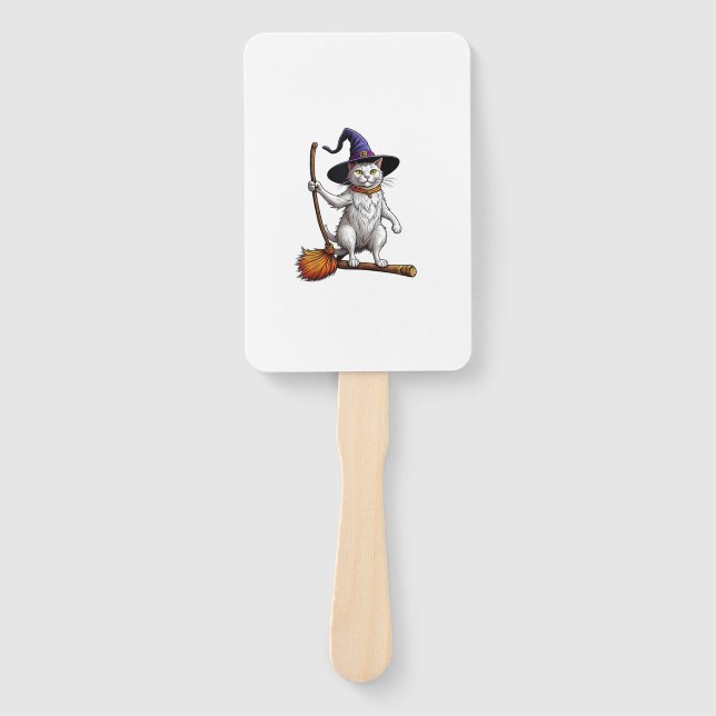 Cat Wizard Halloween Witch Mystical Cat Lovers  Hand Fan (Front)