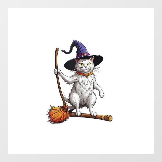 Cat Wizard Halloween Witch Mystical Cat Lovers  Wall Decal (Front)