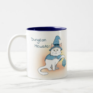 Cat Wizard with Dice Two-Tone Coffee Mug