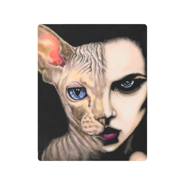 Cat Woman - Face Metal Art - Painting (Front)