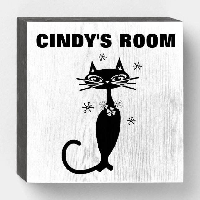 CAT WOOD SIGN PERSONALIZED (Front Horizontal)