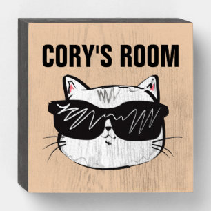CAT WOOD SIGN PERSONALIZED KIDS ROOM