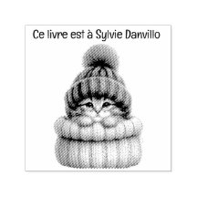 Cat wooden insert with wool hat.