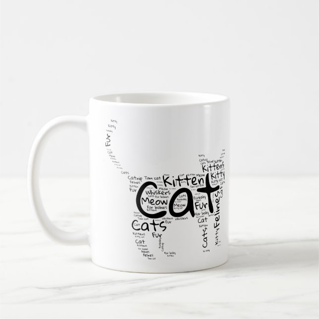 Cat Word Cloud Mug – Funny and Inspirational Pet  (Left)