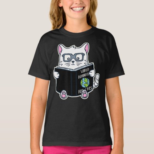 cat world domination   cat reading  bookworm T_Shirt