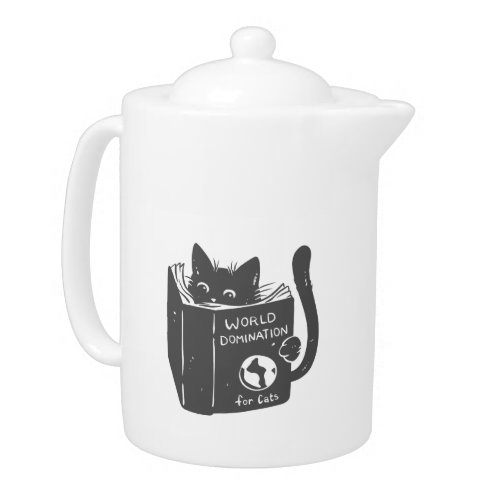 Cat world domination for cats _ Choose back color Teapot