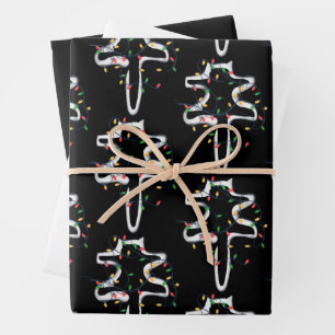 Cat Wrapped in Christmas Lights Christmas Funny Wrapping Paper Sheets