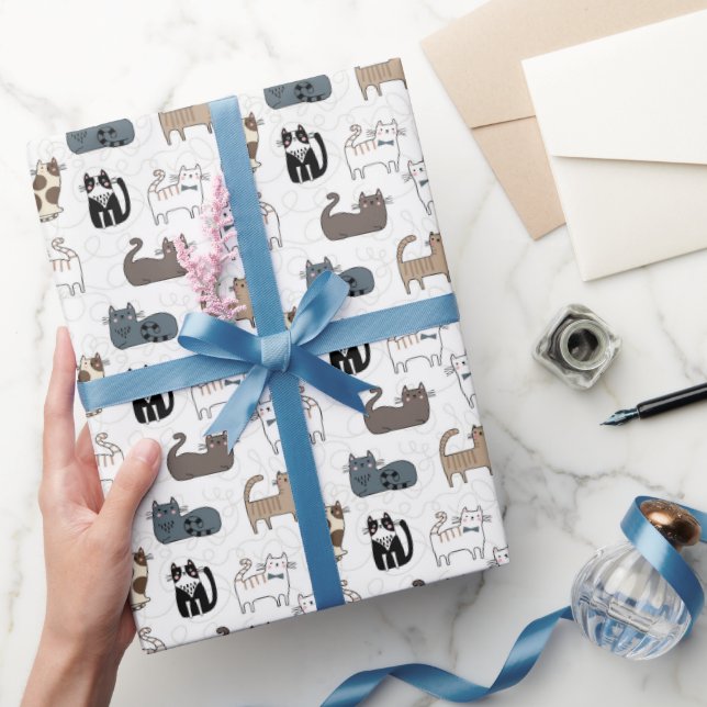 Cat Wrapping Paper, Kitty Gift Wrap, Feline Paper (Gifting)