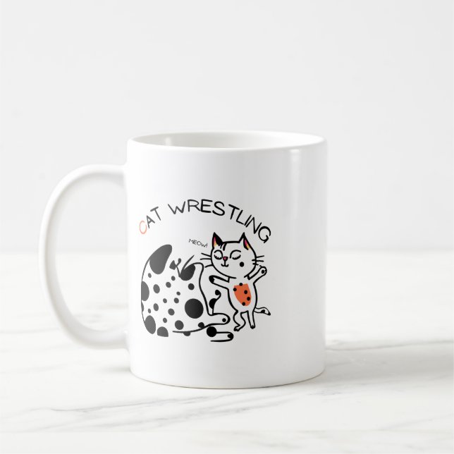 Cat Wrestling (Yanchan) Coffee Mug (Left)