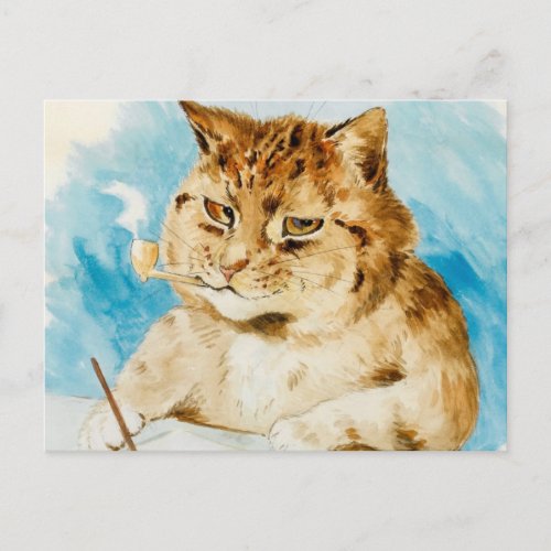 Cat Writing by Louis Wain Postcard