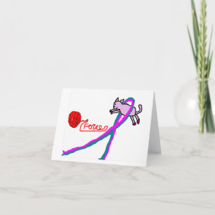 CAT & YARN cancer awareness notecard