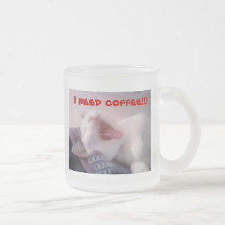Cat Yawning Frosted Glass Coffee Mug