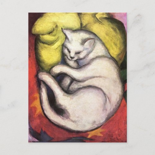Cat Yellow Cushion Franz Marc Postcard